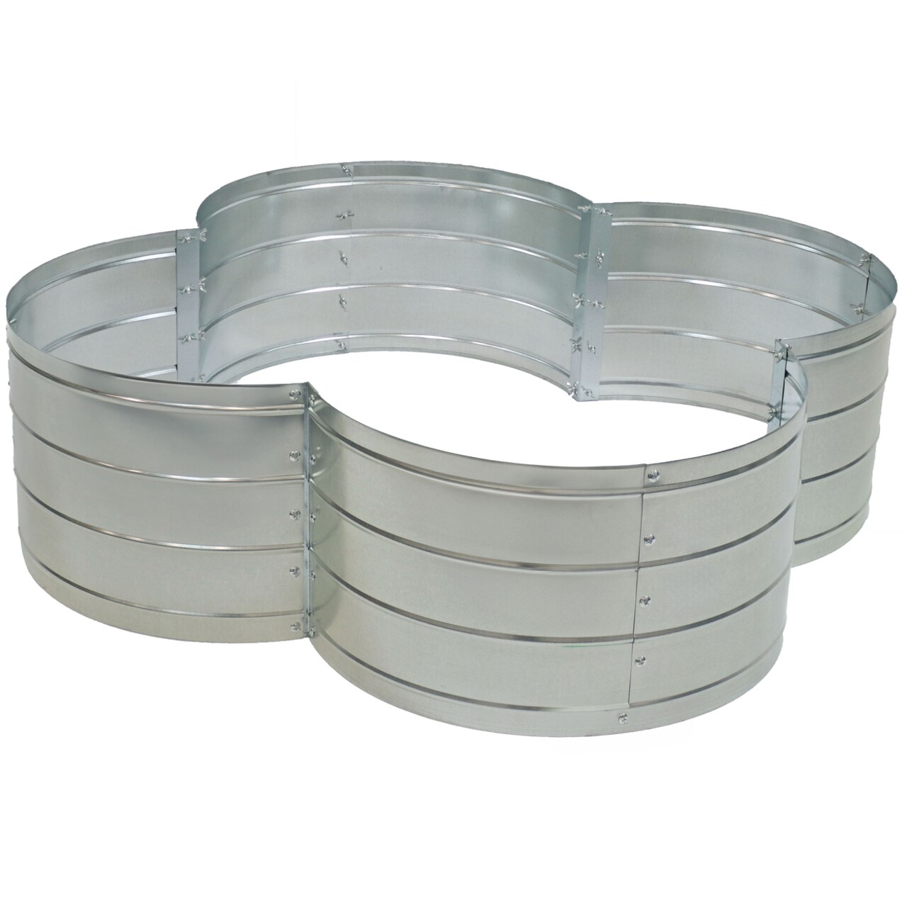 Sunnydaze 4-Leaf Clover-Shaped Galvanized Steel Raised Planter Bed - Silver